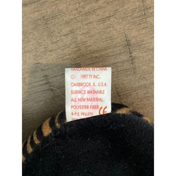 Ty Beanie Baby Spinner the Spider 1997 Polyester & PE Pellets Black Gold Stripe - Picture 4 of 4